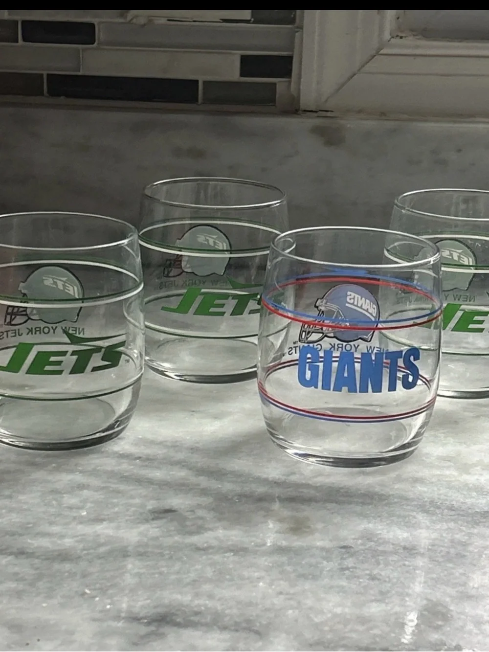New York NFL Team Glasses Set - Jets & Giants Logo Tumblers